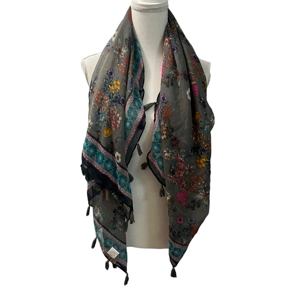 Modern Heritage Boho Floral Tassels Scarf Wrap